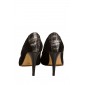 Pantofi Stiletto Negru cu Argintiu din Piele Naturala Intoarsa Model LPF414