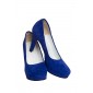 Pantofi cu Platforma Albastru Royal din Piele Naturala Intoarsa Model LPF198